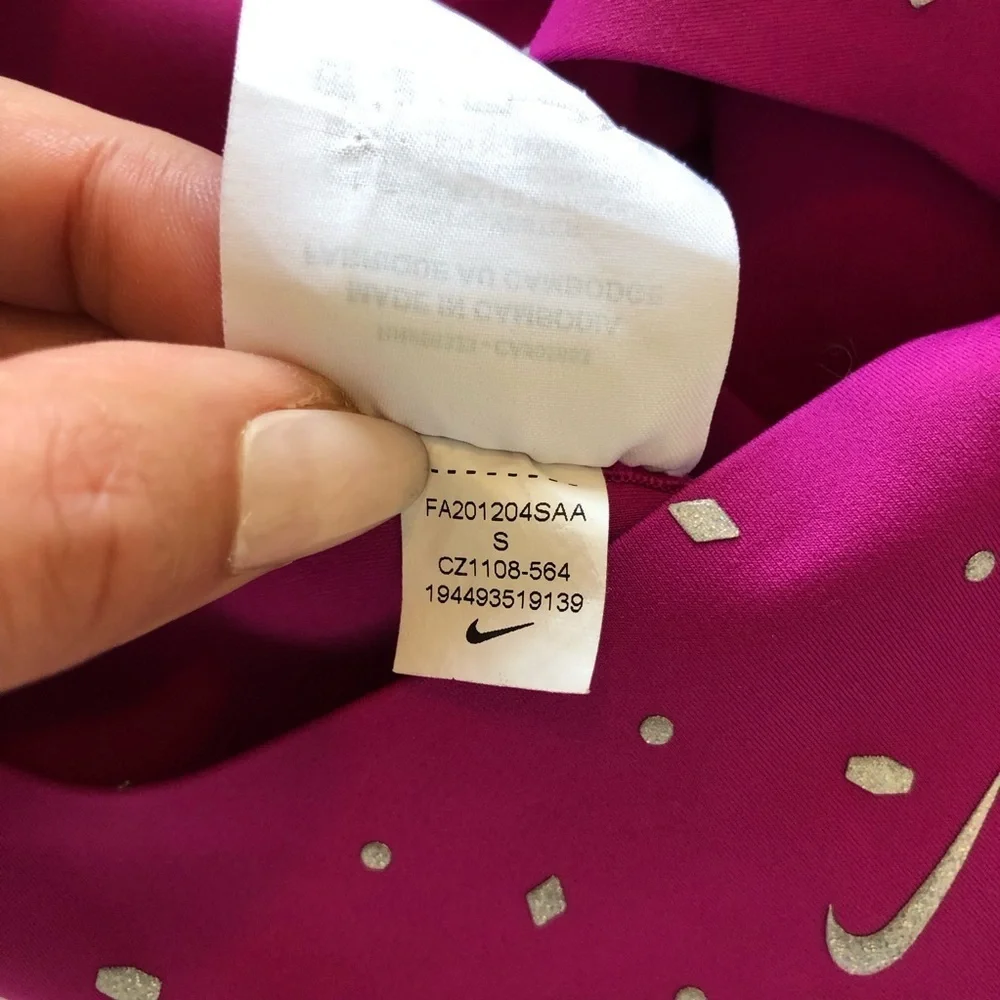 Magenta and Silver Nike BTQ Gems Unlined Crop Top Size S